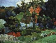 Paul Gauguin landskap, pont-aven Spain oil painting artist